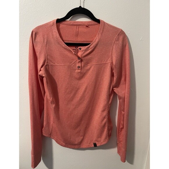 Pearl Izumi Sz M Long Sleeve Snap Button Shirt Women's Coral w/ Thumbholes - Picture 1 of 8